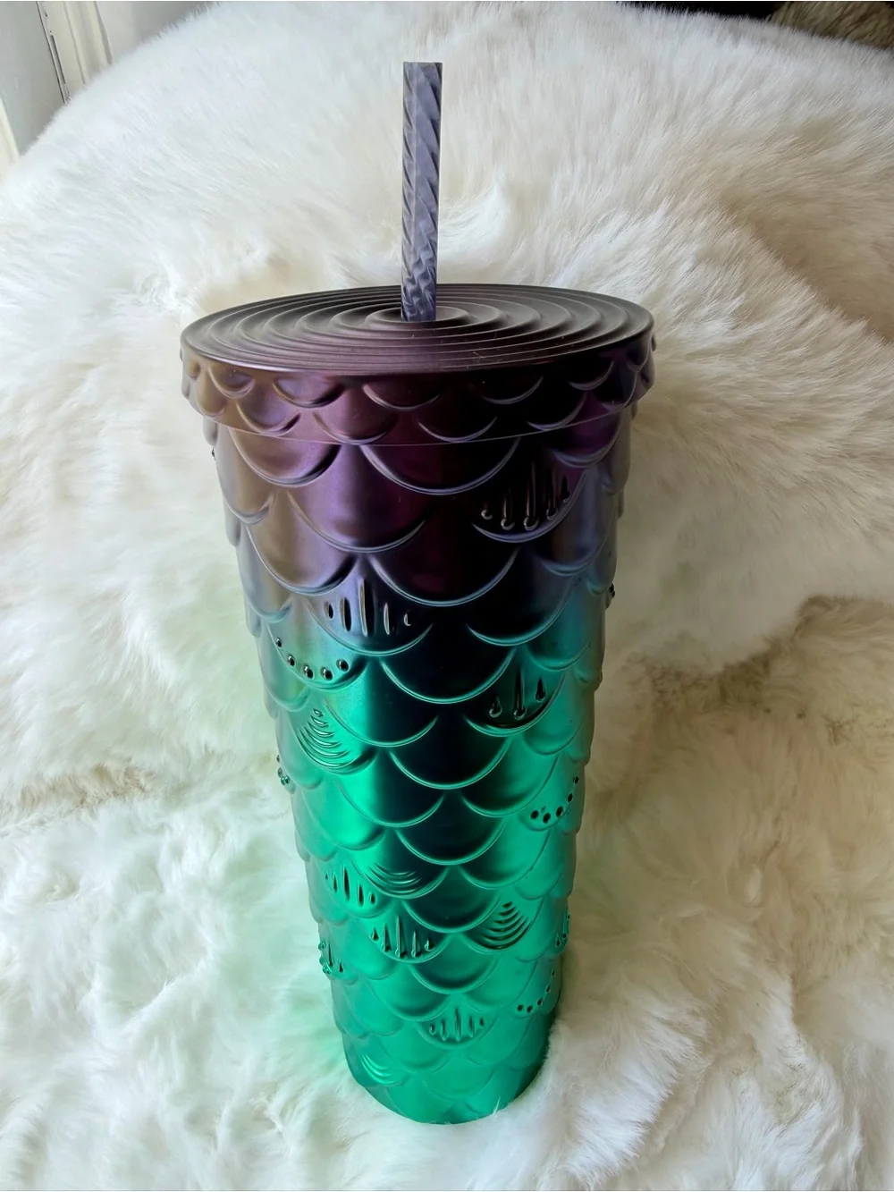 Starbucks Iridescent Purple to Green Mermaid Scale Tumbler